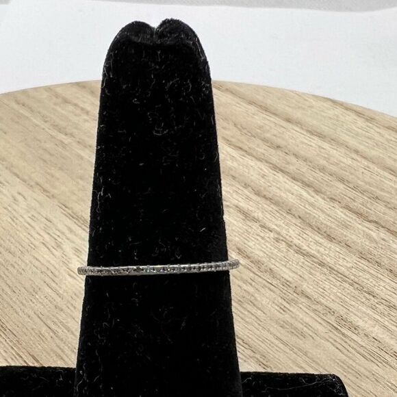 Thin pavé silver tone ring - size 6 - Picture 1 of 7